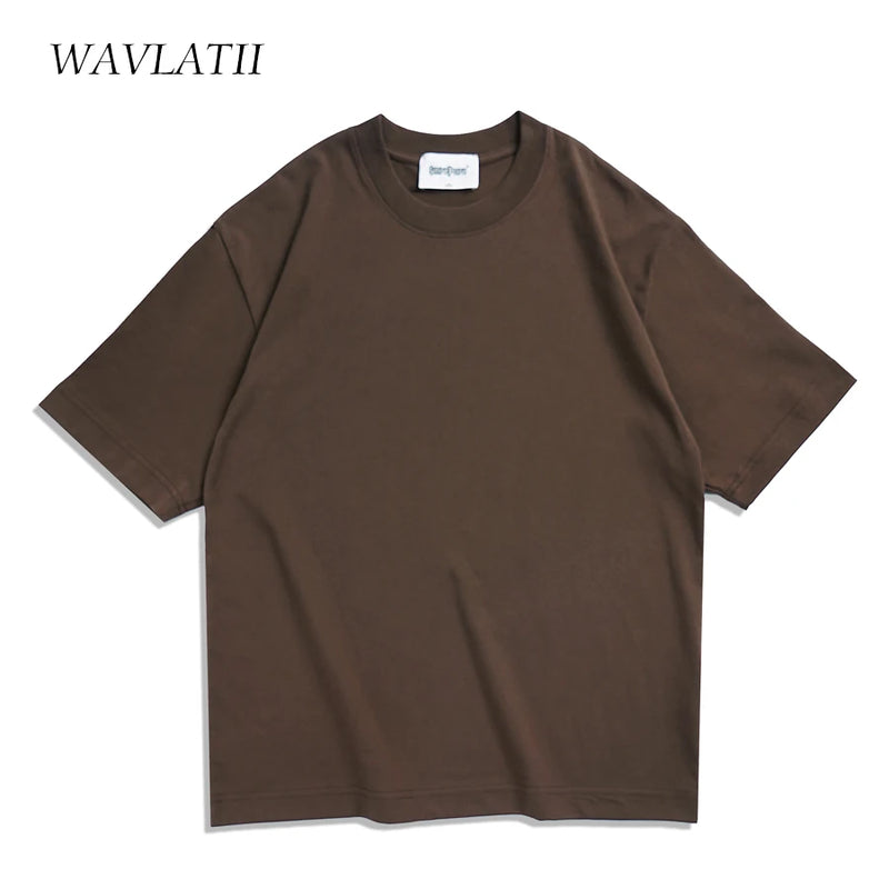 Camisetas Oversized WAVLATII de verão para homens e mulheres.