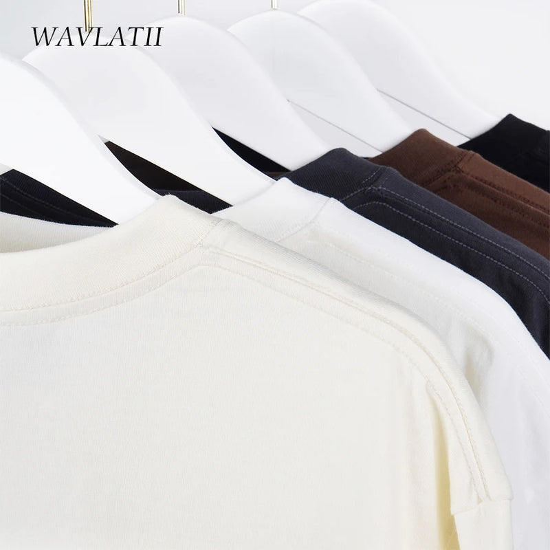 Camisetas Oversized WAVLATII de verão para homens e mulheres.